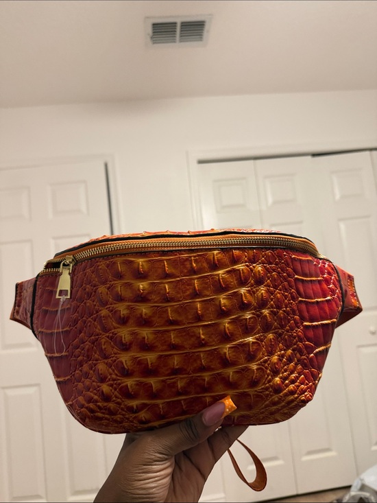 Handbags - Croc-Embossed Orange & Red Fanny Pack